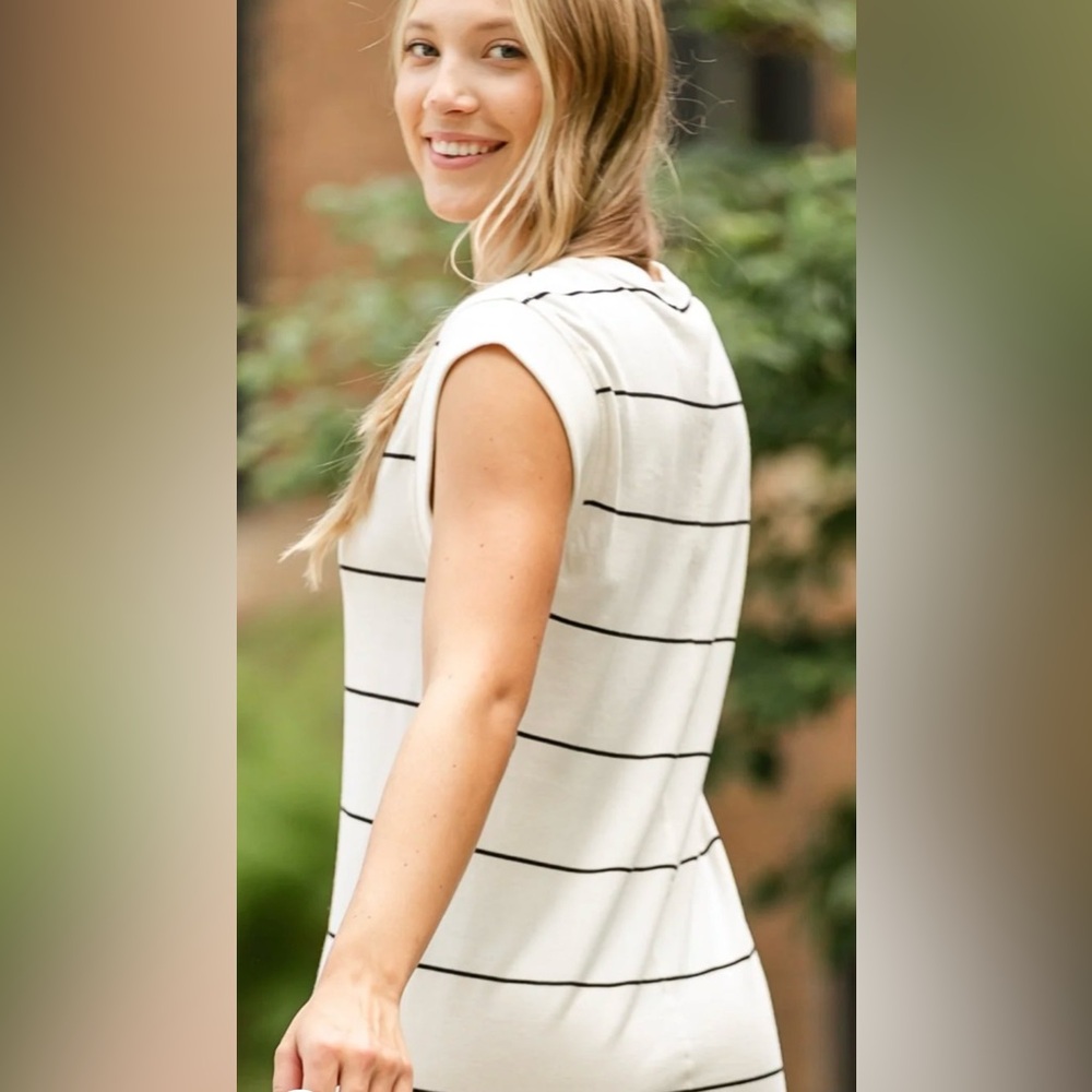 Z Supply Calabasas Cream and Black Striped Maxi Dress - Picture 3 of 7
